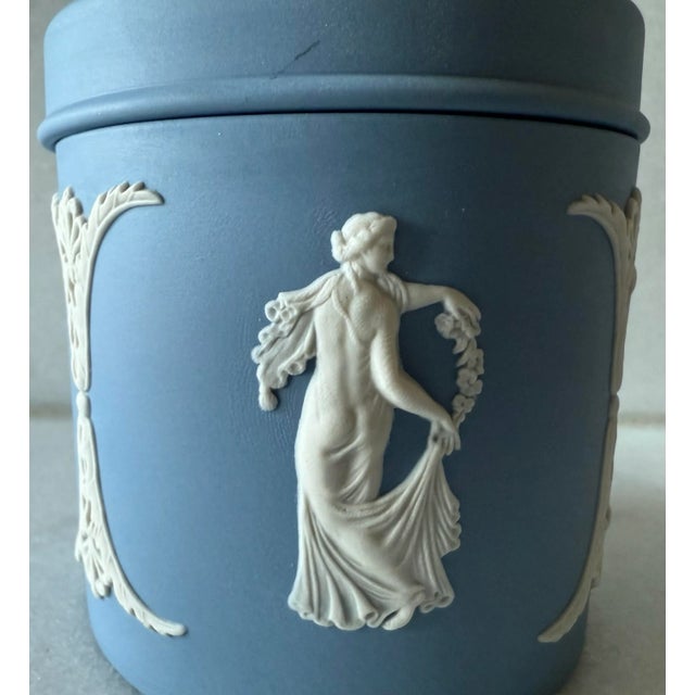 Ceramic Vintage Wedgwood Jasperware Vanity Jar With Lid For Sale - Image 7 of 12