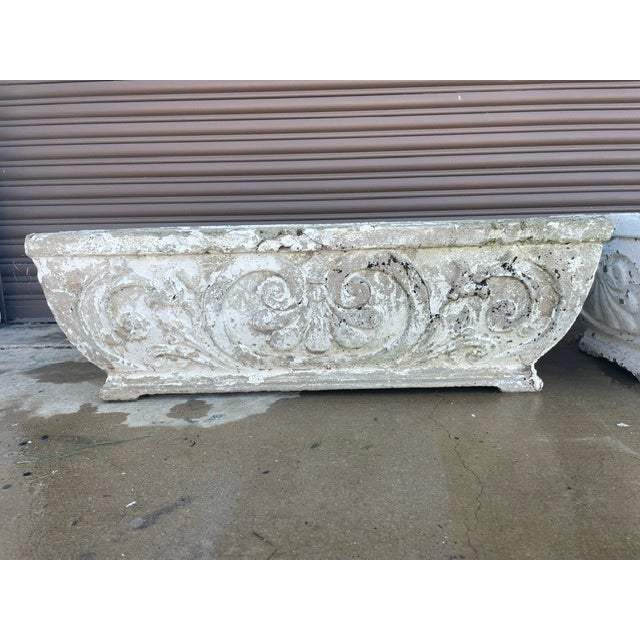 1910s Pair of 1910 Asheville Estate Cast Concrete Rectangular Planters / Troughs For Sale - Image 5 of 11
