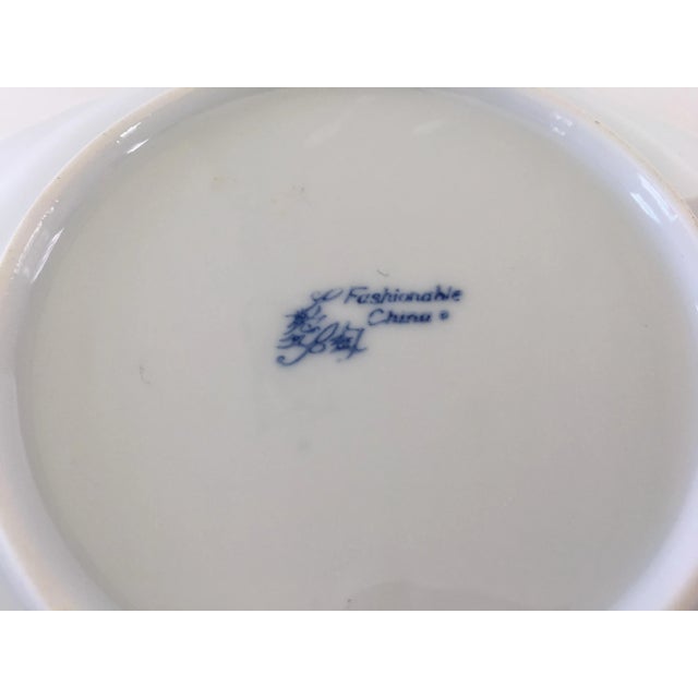 Late 20th Century Porcelain Scalloped Edge Floral Shallow Bowl/Catchall For Sale - Image 10 of 13