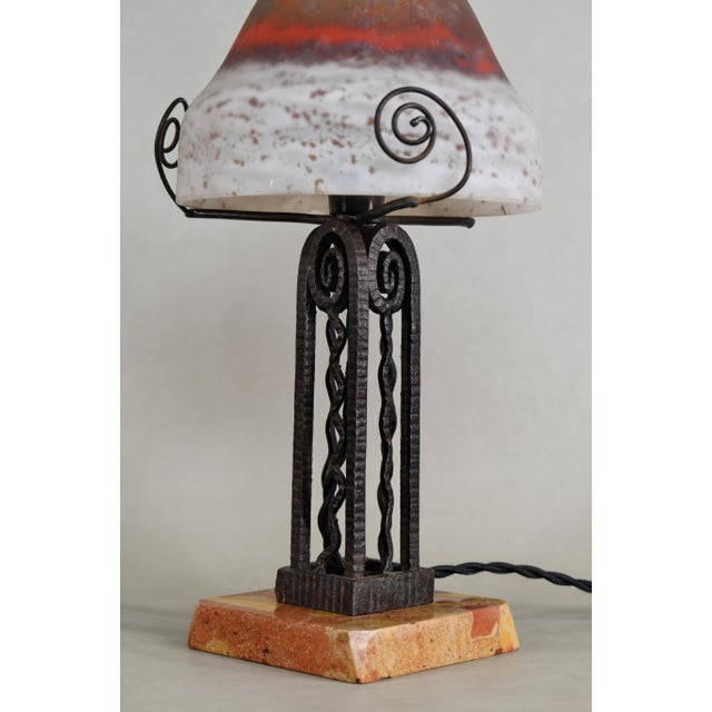 Daum French Art Deco Lamp by P. Maynadier & Lorrain Daum - 1925 France For Sale - Image 4 of 10