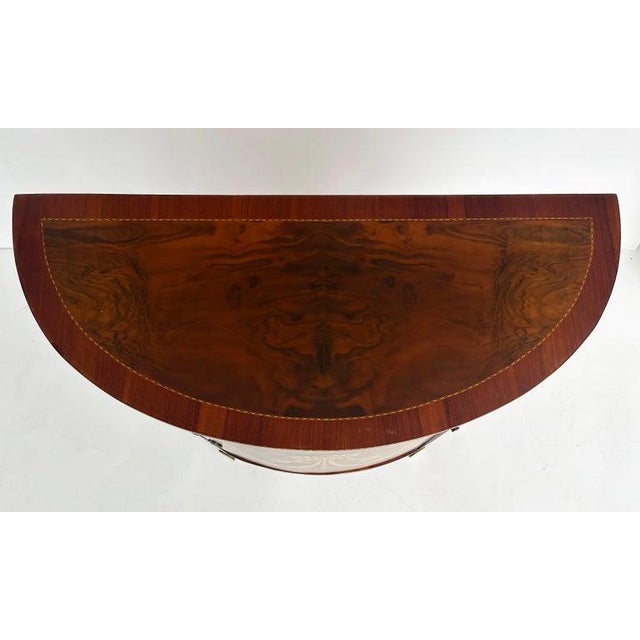 Late 20th Century Demi-Lune Console Cabinet With Inlays and Embellished With Painted Decorations For Sale - Image 12 of 15