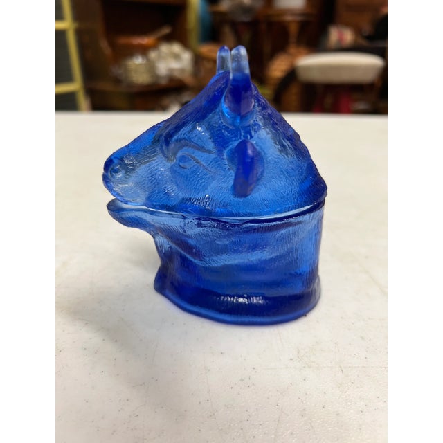 Vintage, Atterbury, cobalt blue, glass Bull’s Head, mustard pot.