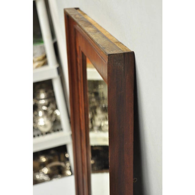 Antique American Empire Crotch Mahogany Wood Frame Rectangular Wall Mirror For Sale - Image 13 of 14