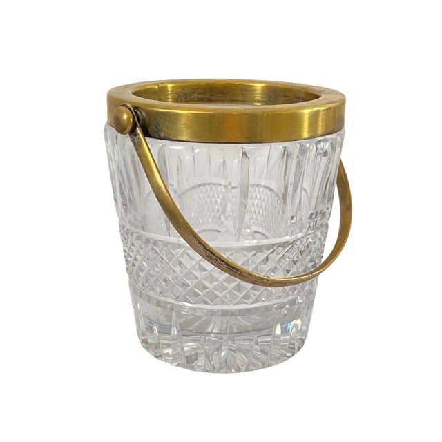 Gold Cut Crystal and Gilded Brass Ice Bucket, 1920s For Sale - Image 8 of 8