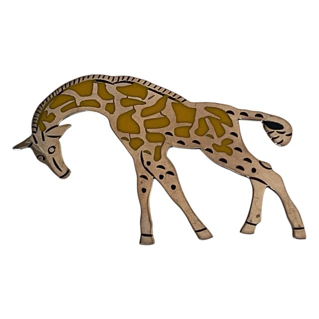 Silver Large Sterling Silver and Enamel Pin For Sale - Image 8 of 8