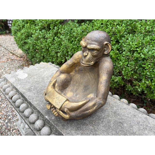 1950s Vintage Bronze Monkey Sculpture For Sale - Image 5 of 11
