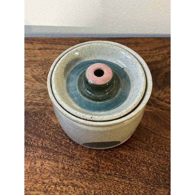 Mid-Century Modern Vintage American Studio Earthenware Lidded Vessel, 1989 For Sale - Image 3 of 7