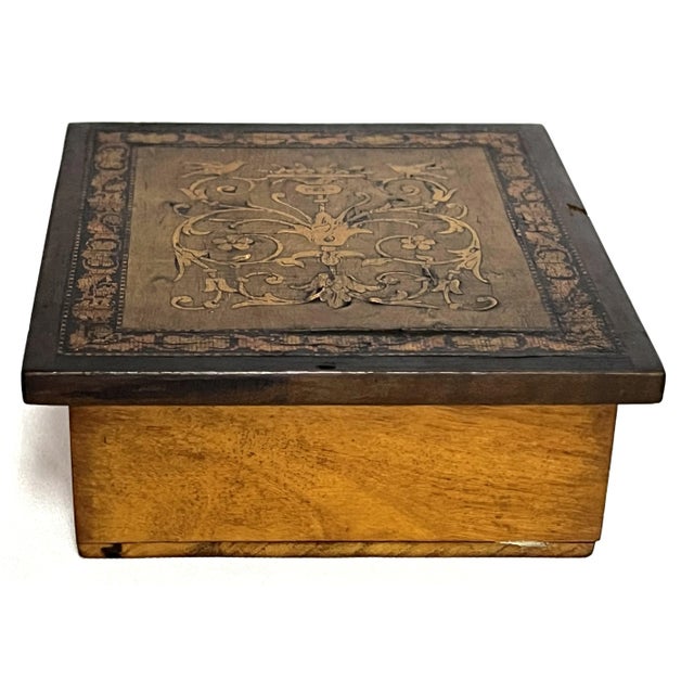 Antique French Louis XVI Style Hinged Wooden Trinket Box For Sale - Image 9 of 12