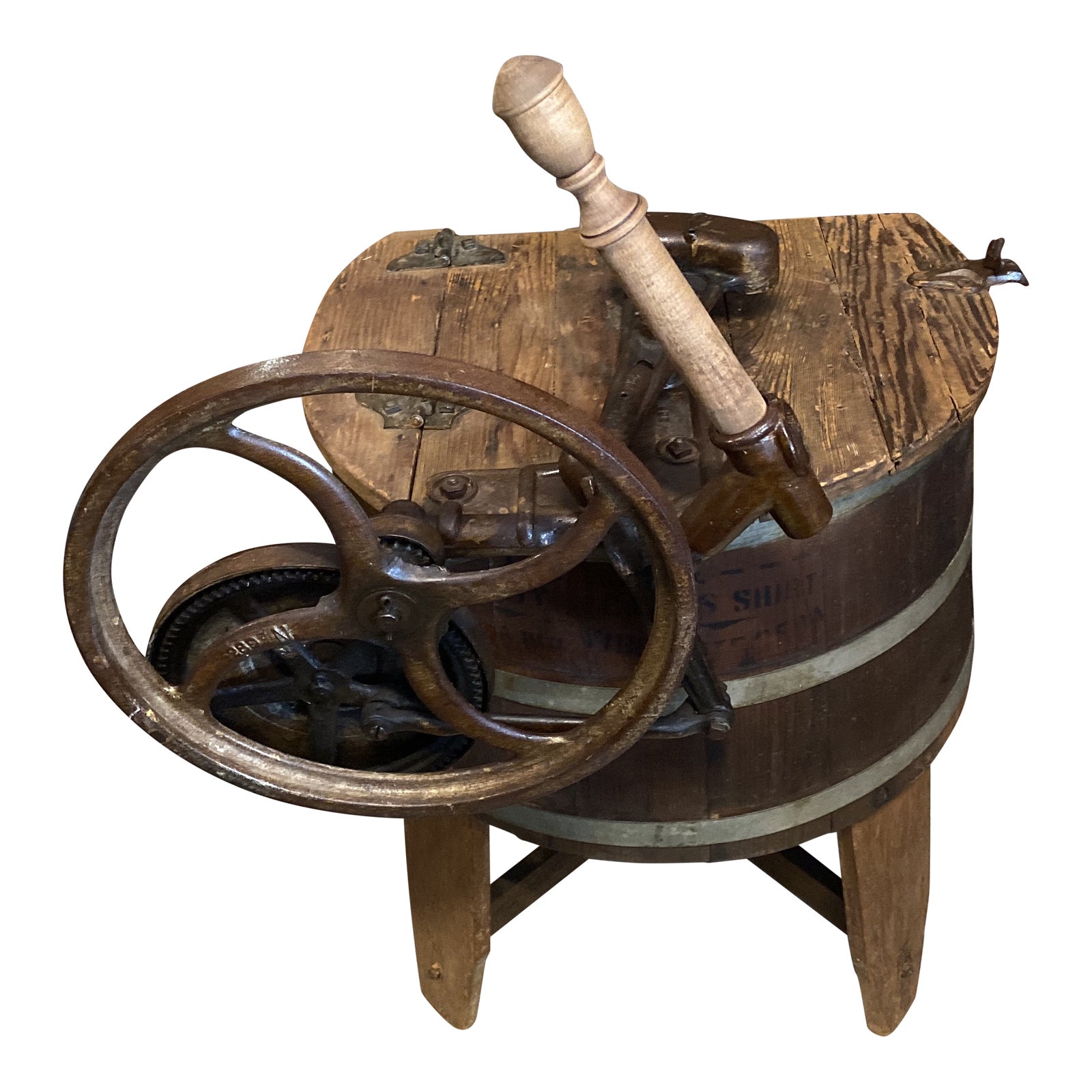 Antique 19th Century Wooden Washing Machine and Wringer Chairish