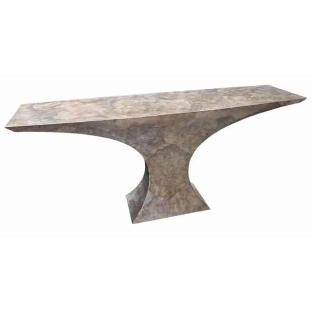 Karl Springer Mid Century Modern Gray Goatskin Console Table For Sale In Los Angeles - Image 6 of 6