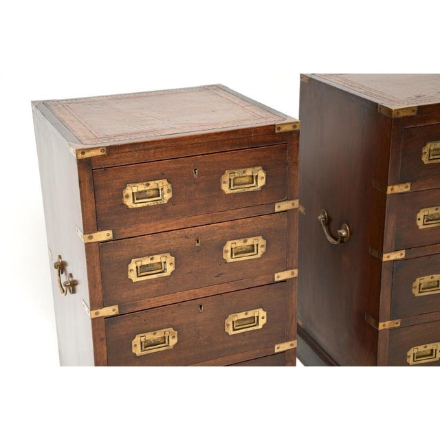 Antique Military Campaign Bedside Chests, 1900s, Set of 2 For Sale - Image 10 of 13