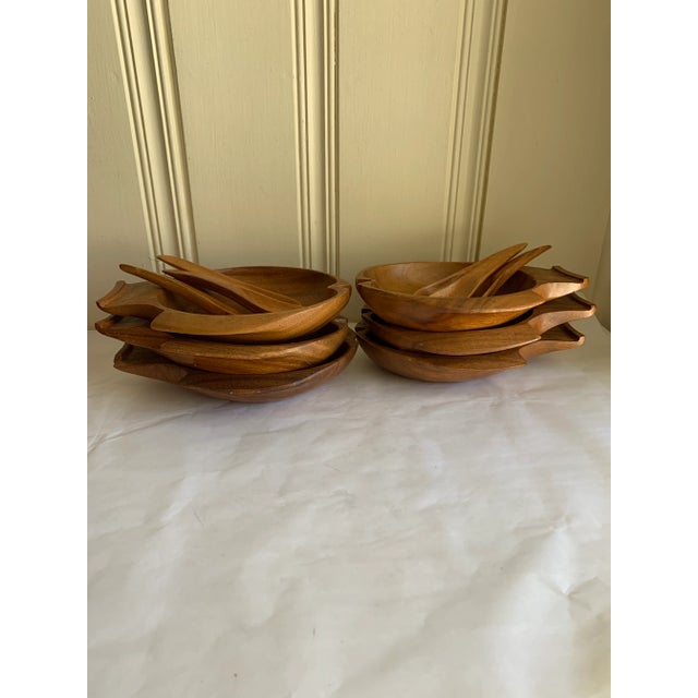Fish Shaped Monkey Pod Wood Bowls & Spoons For Sale - Image 11 of 13