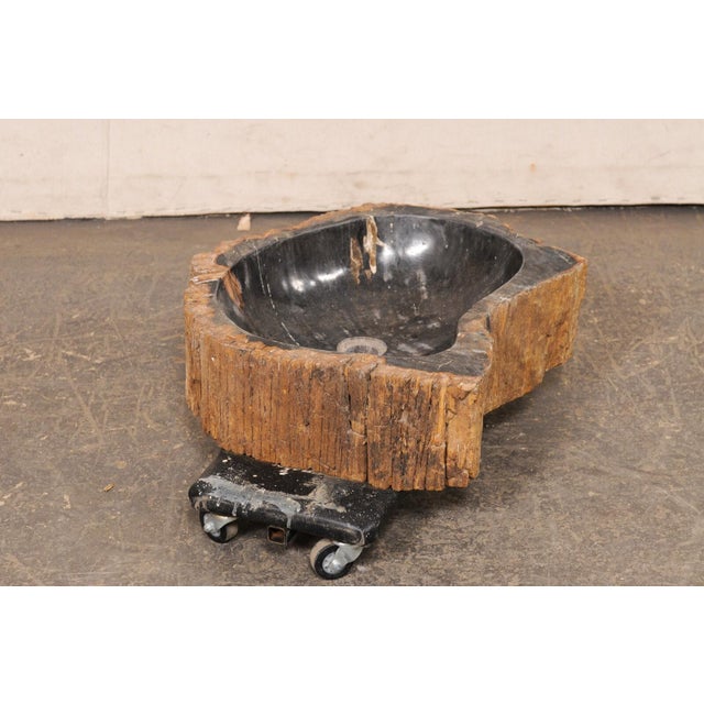 Early 21st Century Black & Tan Petrified Wood Sink with Live Edge For Sale - Image 5 of 10