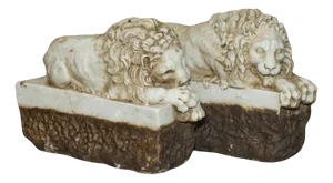 Antique Italian Alabaster Lions After Antonio Canova, 1880, Set of 2
