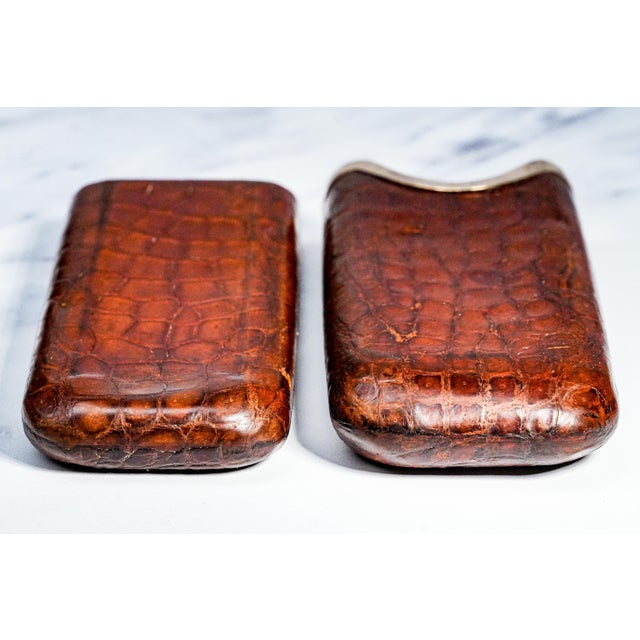 Rare Art Deco Antique Asprey 9k Gold Leather Cigar Case Tobacciana For Sale In New York - Image 6 of 11