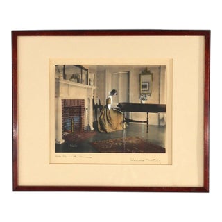 Antique Wallace Nutting Print “The Spinnet Corner”, Signed & Framed, C1900 For Sale