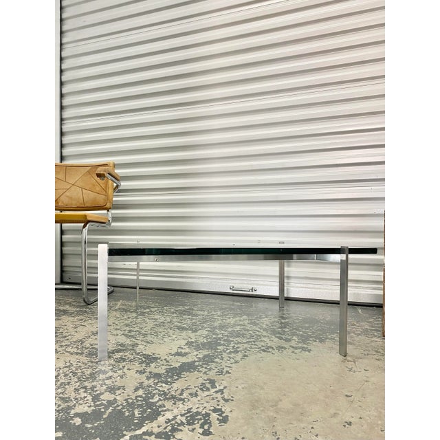 1980s Iconic Minimalist Steel + Glass Table by Poul Kjærholm Pk61 For Sale - Image 5 of 12