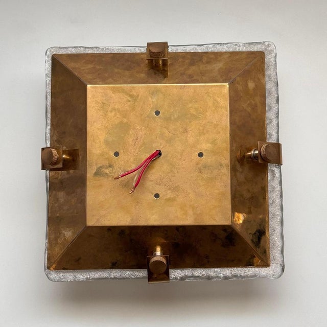 Murano Glass and Brass Sconces attributed to Fontana Arte, 1960, Set of 2 For Sale - Image 14 of 18