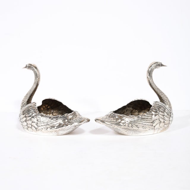 Metal Pair of Sterling Silver Swan Decorative Bowls Signed Gorham Sterling For Sale - Image 7 of 13