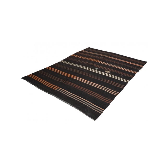Mid-Century Modern Vintage Large Dark Brown Kilim Rug - 8`0″ X 11`2″ For Sale - Image 3 of 6