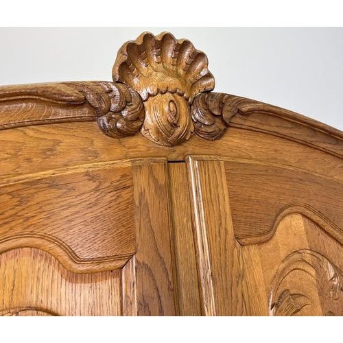 Vintage French Louis XVI Style Oak Four-Door Armoire For Sale - Image 5 of 11