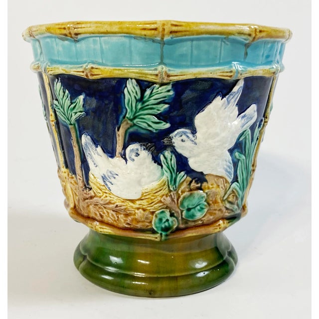 English Antique Ceramic English Majolica Dove Planter Jardiniére For Sale - Image 3 of 5
