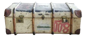 Leather Trunk with Stickers, 1910s