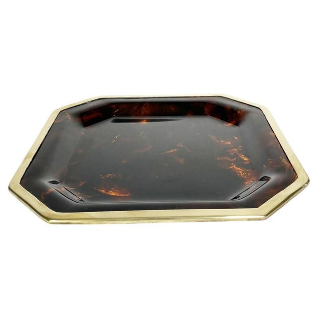 Brass and Faux Tortoiseshell Effect Tray, France, 1970s For Sale - Image 15 of 15
