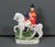 Beautiful Staffordshire-style ceramic figurine of Wellington on horseback, featuring a mounted military figure in a bright...