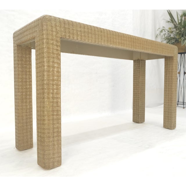 Mid-Century Modern lacquered Grass Cloth Mid Century c1970s Console Sofa Table MINT For Sale - Image 3 of 13
