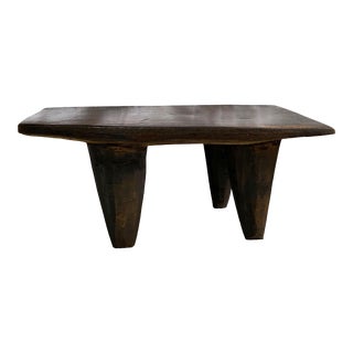 Large African Senufo Wood Low Stool I . Coast 23" W For Sale