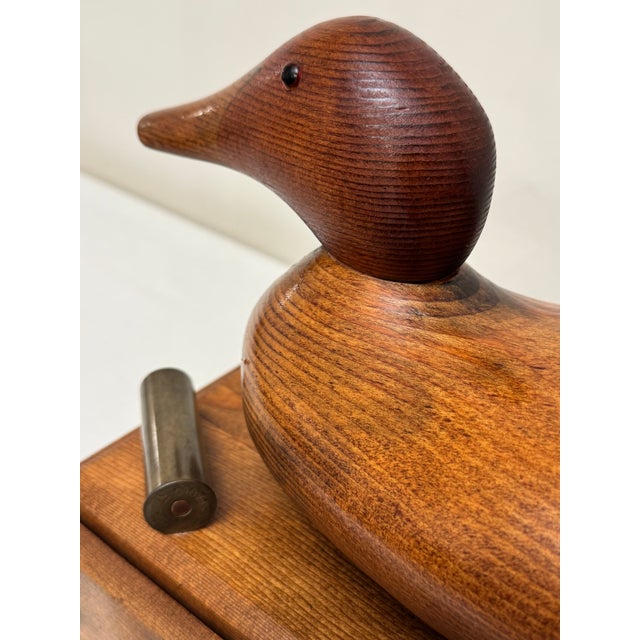 Mid 20th Century Americana Duck Decoy Solid Wood & Brass Decorative Lidded Box For Sale - Image 5 of 12