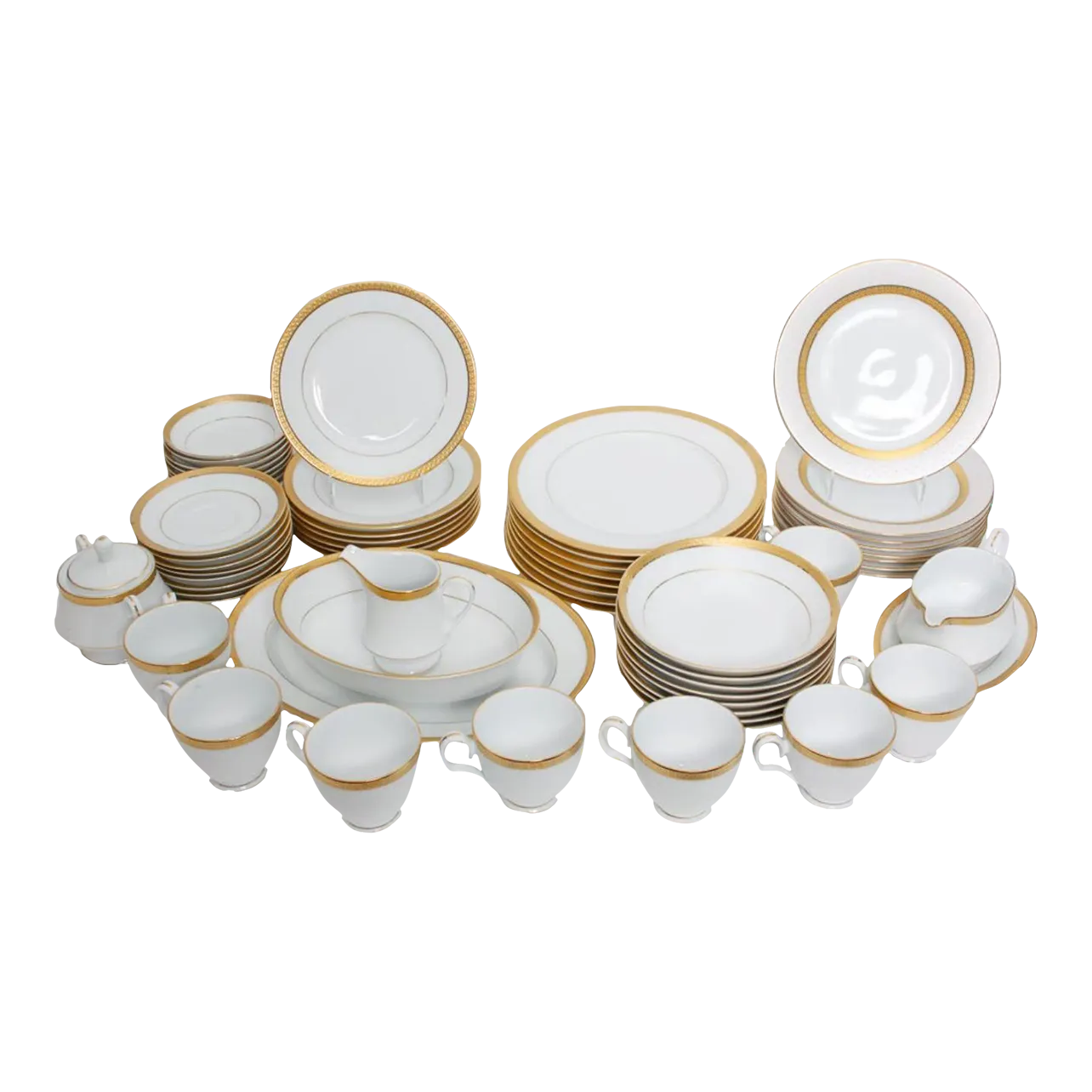 Classic White China Edged in Gold Noritake Metropolitan | Chairish