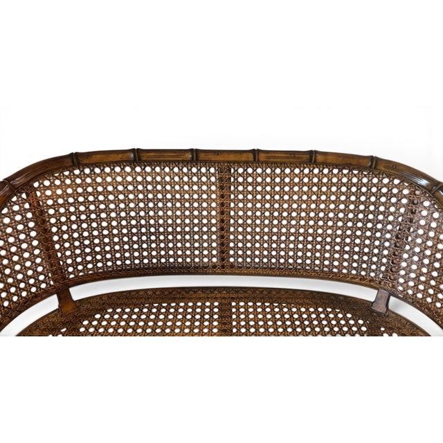 Hollywood Regency Faux Bamboo Cane Settee For Sale - Image 15 of 18