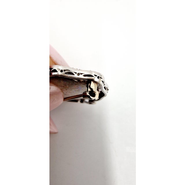 Mid-Century 18 Karat White Gold Brooch with Multicolored Opal, Diamonds and Sapphires, Italy, 1950s For Sale - Image 12 of 15