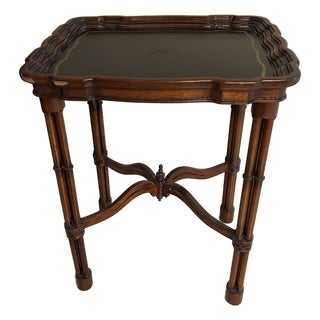 Mainland-Smith Wood and Leather Top Side Table For Sale