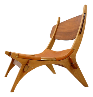 Vintage Scandinavian Style Lounge Chair in Wood and Leather