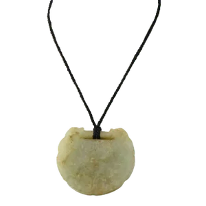 Carved and Etched Jade Pendant on Cord