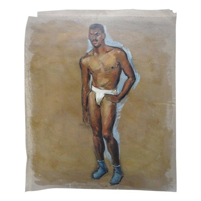 Mid 20th Century Robert Whitmore Oil Painting of Male Model For Sale In Nashville - Image 6 of 6