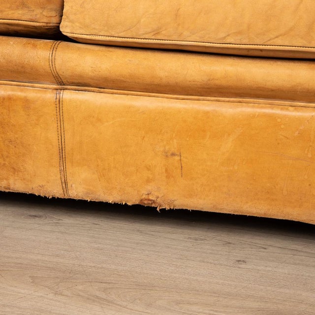 20th Century Dutch Two Seater Sheepskin Leather Sofa For Sale - Image 10 of 18