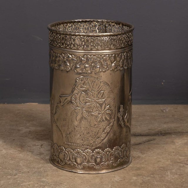1920s Antique Art Deco Silver Plated Waste Paper Bin, 1920 For Sale - Image 5 of 13