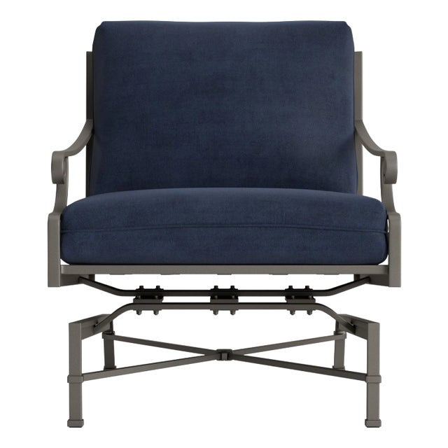 Brown Jordan Venetian Motion Lounge Chair, Mica frame with Fusion Neptune fabric For Sale