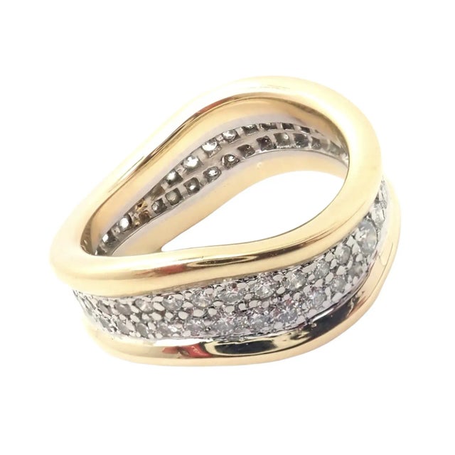 Tiffany & Co 18k Yellow Gold Platinum Diamond Wave Band Ring Metal: 18k Yellow Gold And Platinum Ring Size: 5.75 Band...