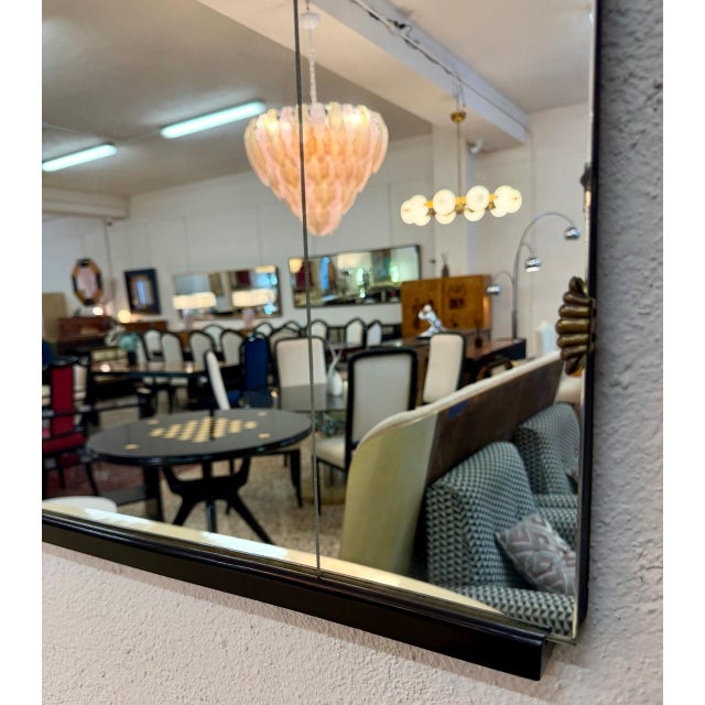 1940s Italian Art Deco Mirror with Sandblasted Geometric Decorations, 1940s For Sale - Image 5 of 8