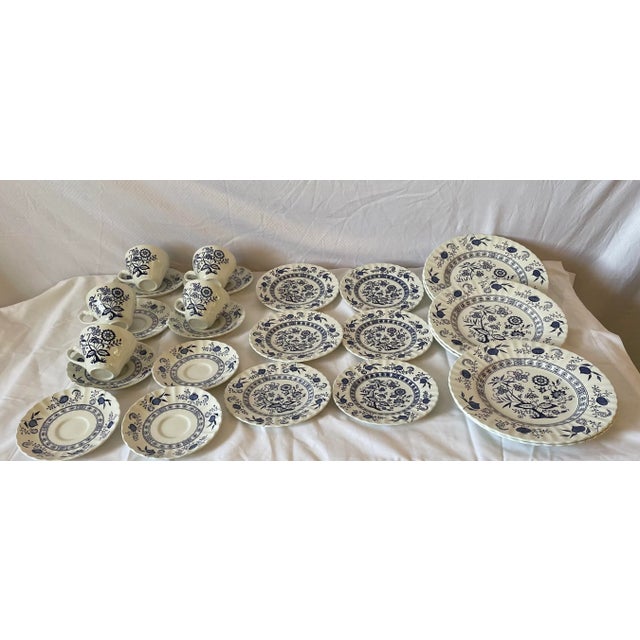 Vintage J & G Meakin Classic White Blue Nordic Dinner Pieces- 24 Pieces For Sale In Palm Springs - Image 6 of 13