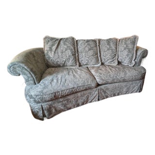 1990s Loose Pillow Back Rolled Arm Curved Sofa Attributed to Bernhardt For Sale