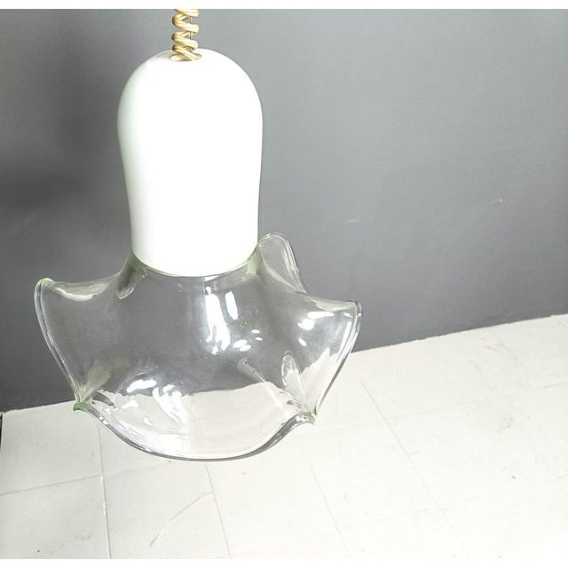 Murano Glass Pendant Light attributed to Roberto Pamio and Renato Toso for Leucos, 1970s For Sale - Image 3 of 12
