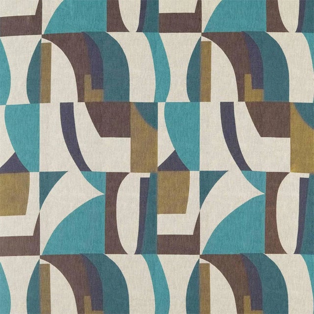 Harlequin Bodega Fabric in Ink/Marine/Ochre For Sale