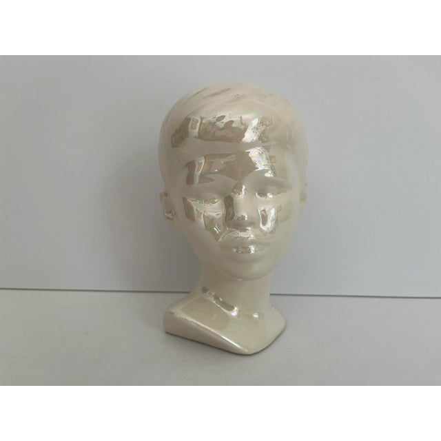 Ceramic Opalescent Ceramic Boy Bust, C1970 For Sale - Image 7 of 12