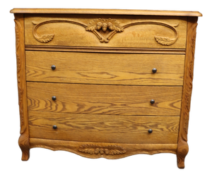 Oakwood Interiors Solid Oak Carved French Country 4-Drawer Dresser With Cedar-Lined Oak Drawers